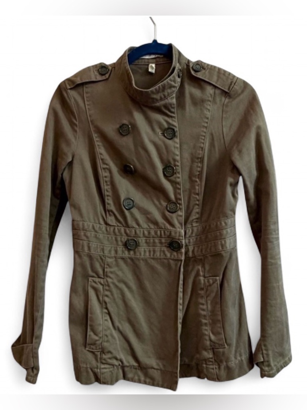 Joie Military Style Double Breasted Button Up 100% Cotton Jacket w Pockets
